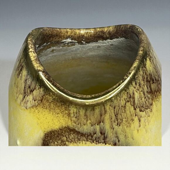 VTG Bay Keramik West Germany 582/12 Yellow Brown Drip Glaze Vase 5" - Picture 3 of 16